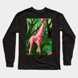 Pink Giraffe Long Sleeve T-Shirt